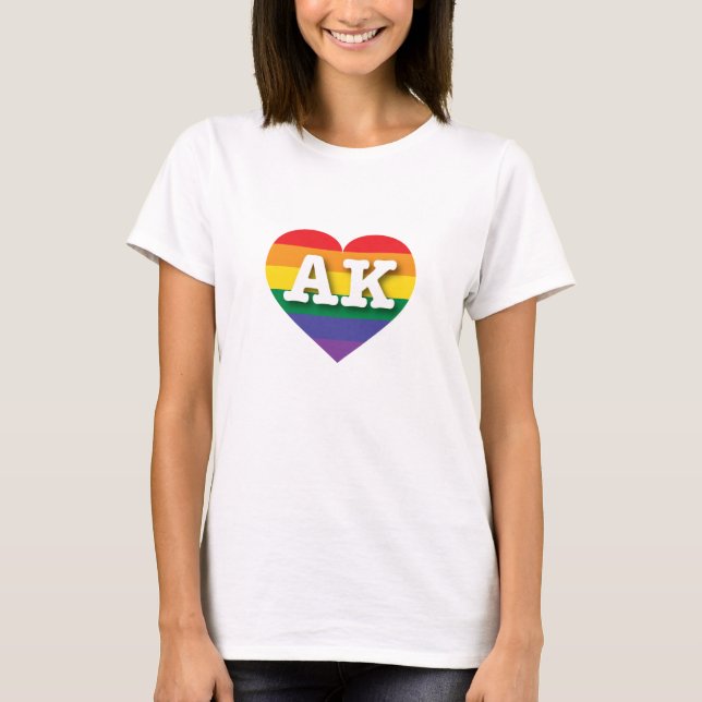 I Liebe Alaska Rainbow Heart T-Shirt (Vorderseite)
