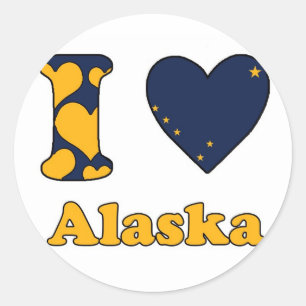 I Liebe Alaska Runder Aufkleber