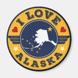 I Liebe Alaska Staat Karte und Flagge Magnet