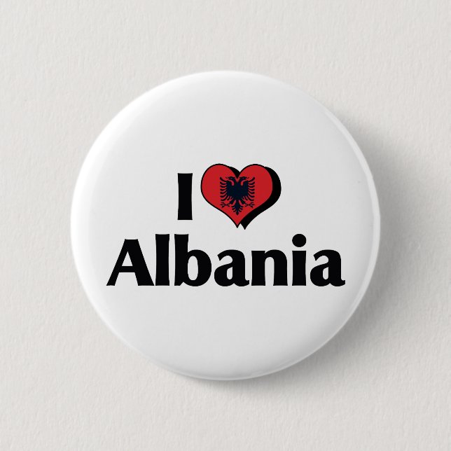 I Liebe Albanienflagge Button (Vorderseite)