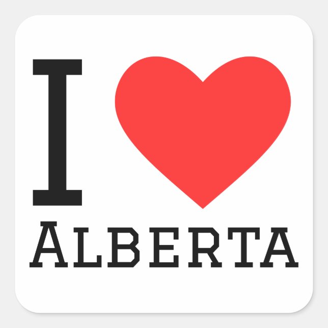 I Liebe Alberta Quadratischer Aufkleber (Vorderseite)
