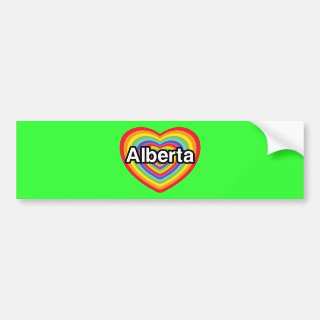 I Liebe Alberta, Regenbogenherz Autoaufkleber (Vorne)