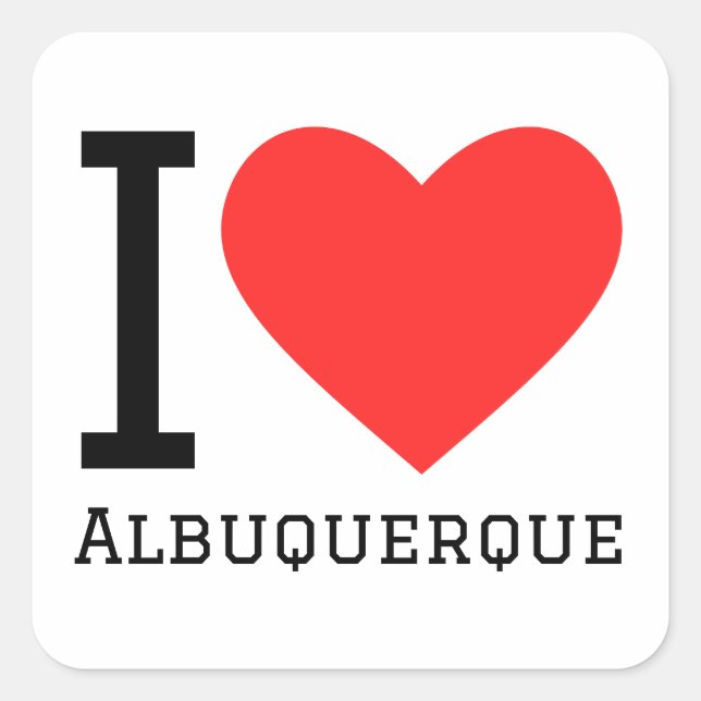 I Liebe Albuquerque Quadratischer Aufkleber (Vorderseite)