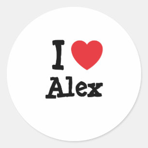I Liebe Alex Herz Brauch personalisiert Runder Aufkleber