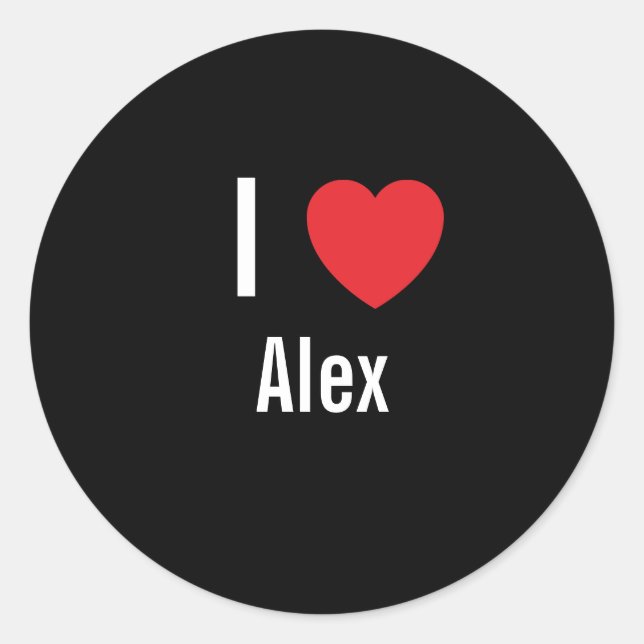 I Liebe Alex Runder Aufkleber (Vorderseite)