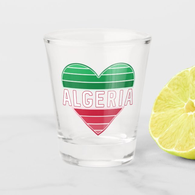 I Liebe Algerien, Algerische Herzenflaggenfarben Schnapsglas (Vorderseite)