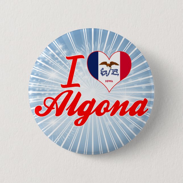 I Liebe Algona, Iowa Button (Vorderseite)