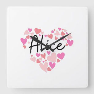 I Liebe Alice Quadratische Wanduhr