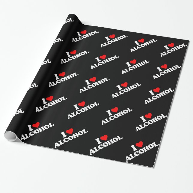 I LIEBE-ALKOHOL GESCHENKPAPIER (Ungerollt)