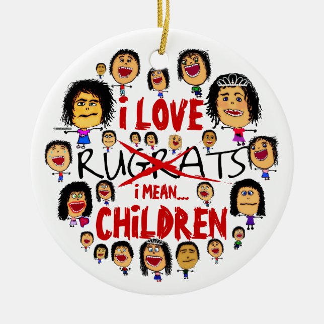 I Liebe All Children Cartoon Keramikornament (Vorne)
