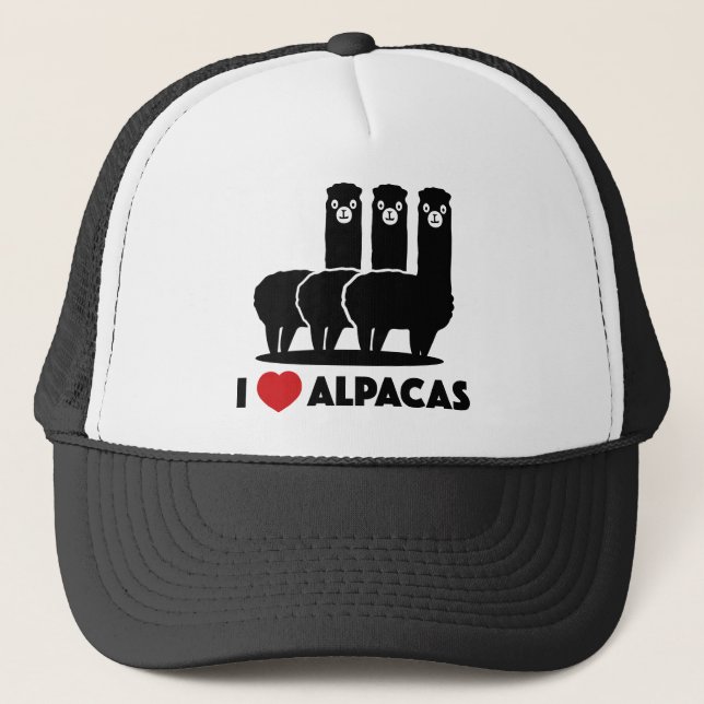I Liebe Alpacas Truckerkappe (Vorderseite)