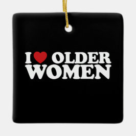 I Liebe Ältere Frauen Ich Herz Groovy Keramikornament