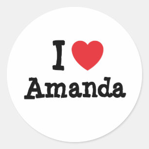 I Liebe Amanda Herzlicher T - Shirt Runder Aufkleber