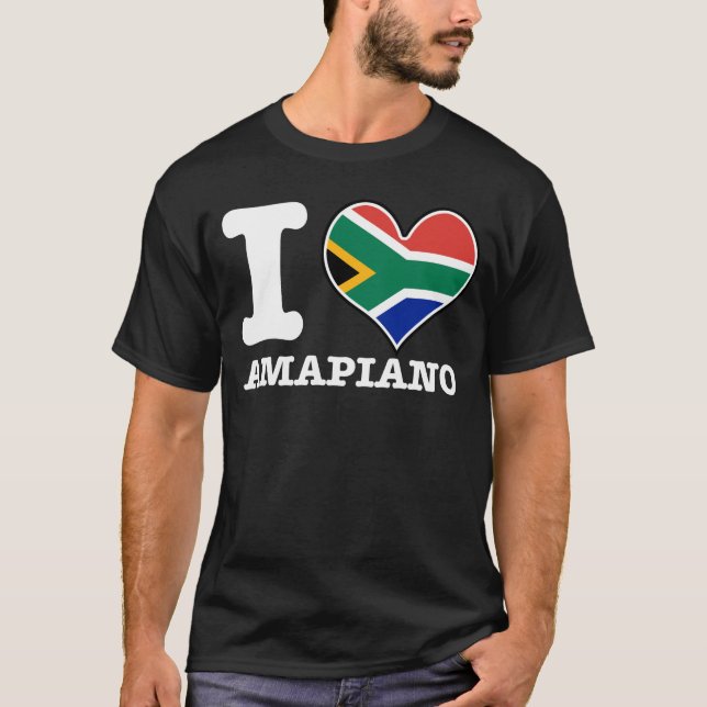 I Liebe Amapiano South African Flag DJ Design T-Shirt (Vorderseite)