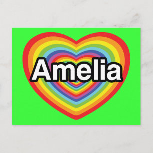 I Liebe Amelia, Regenbogenherz Postkarte
