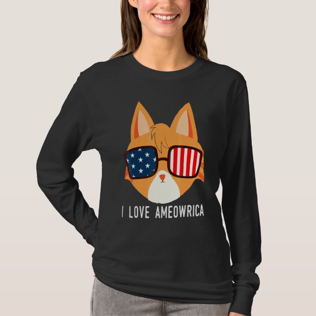 I Liebe Ameowrica American Orange Tabby Cat T-Shirt (Vorderseite)