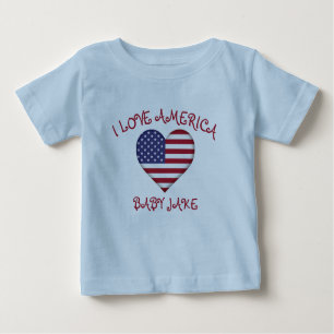 I Liebe America Flag hinzufügen Babyname Baby T-shirt