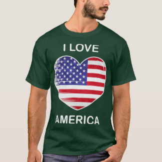 I Liebe America USA Flag My Zuhause My Country 3 T-Shirt