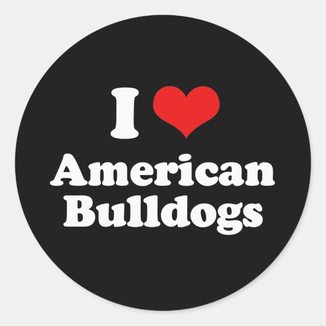 I Liebe American Bulldogs Runder Aufkleber (Vorderseite)