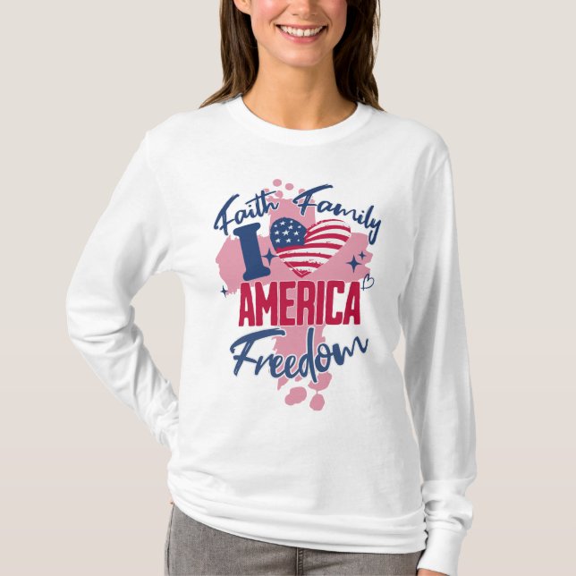 I Liebe Amerika 4. Juli Frauenwoche T - Shirt (Vorderseite)