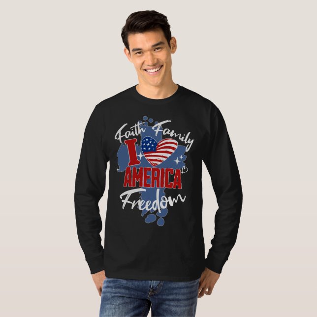 I Liebe Amerika 4. Juli Männer T - Shirt Black (Vorne ganz)