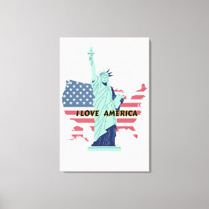 I Liebe Amerika - Liberty & Pride T - Shirt Leinwanddruck