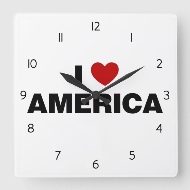 I Liebe Amerika Quadratische Wanduhr (Vorderseite)