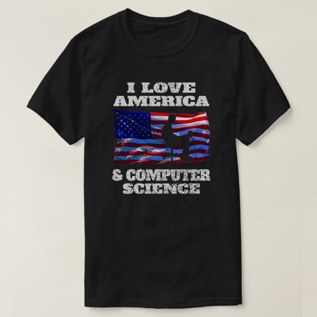 I Liebe Amerika und Informatik T-Shirt (Design vorne)