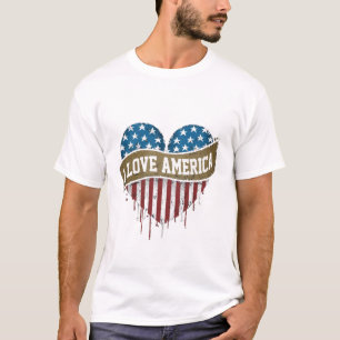 I Liebe Amerika US Flagge Herz T-Shirt