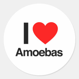 i Liebe amoebas Runder Aufkleber