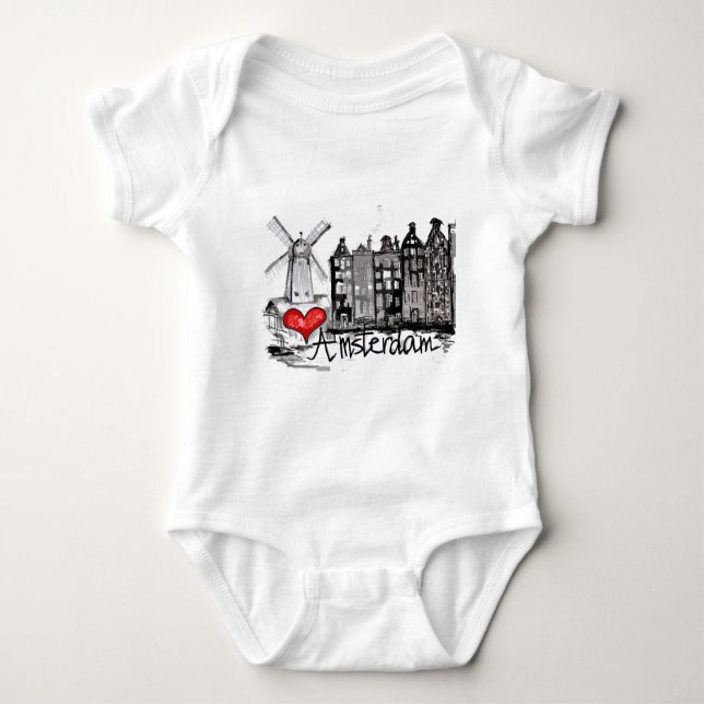 I Liebe Amsterdam Baby Strampler (Vorderseite)