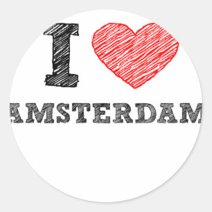 I Liebe Amsterdam Runder Aufkleber