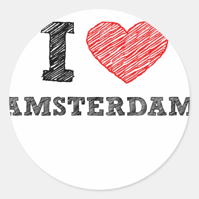 I Liebe Amsterdam Runder Aufkleber (Vorderseite)