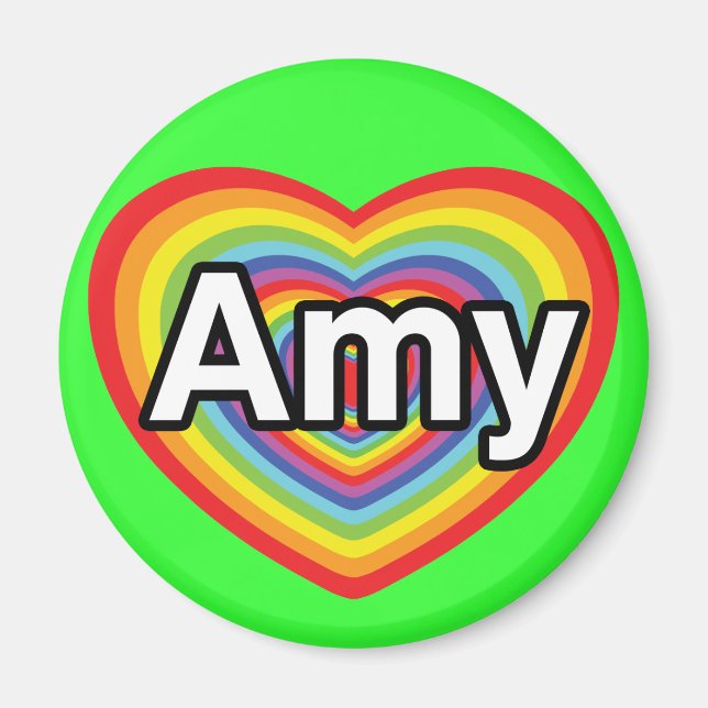 I Liebe Amy, Regenbogenherz Magnet (Vorne)