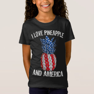 I Liebe Ananas und amerikanische Flagge USA 4. Jul T-Shirt
