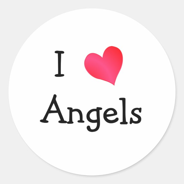 I Liebe Angels Runder Aufkleber (Vorderseite)