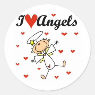 I Liebe Angels T - Shirt und Geschenke Runder Aufkleber