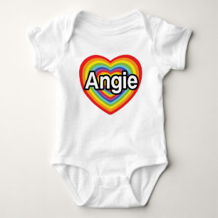 I Liebe Angie, Regenbogenherz Baby Strampler