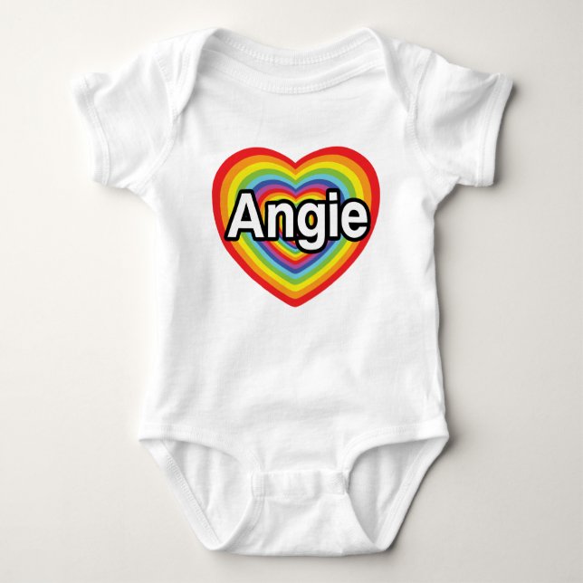 I Liebe Angie, Regenbogenherz Baby Strampler (Vorderseite)
