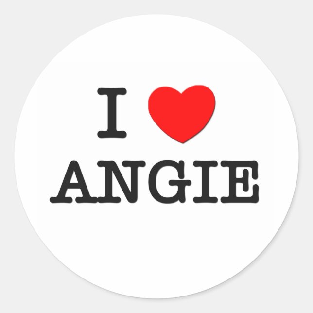 I Liebe Angie Runder Aufkleber (Vorderseite)