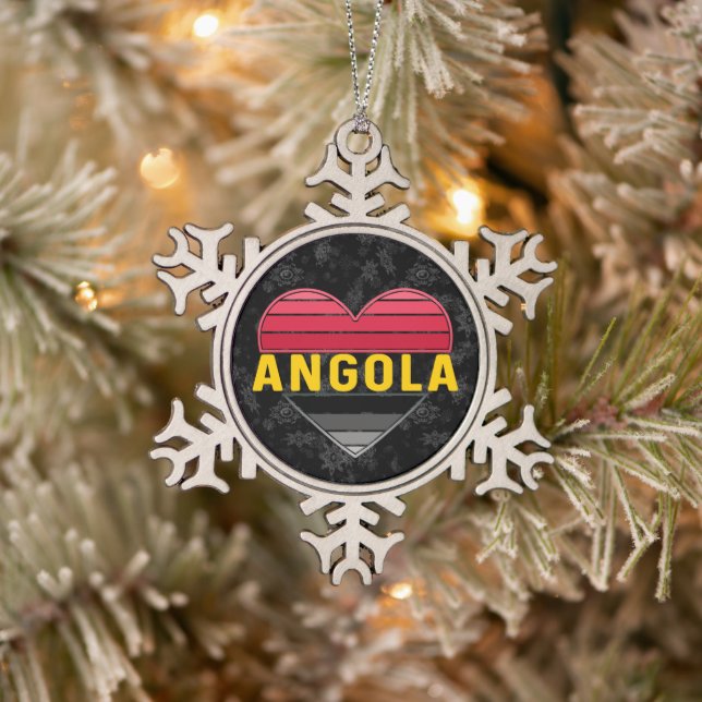 I Liebe Angola, Angola Schneeflocken Zinn-Ornament (Baum)