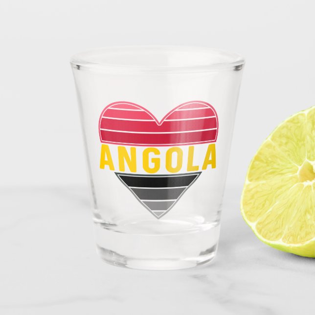 I Liebe Angola, angolanische Herzenfarben Schnapsglas (Vorderseite)