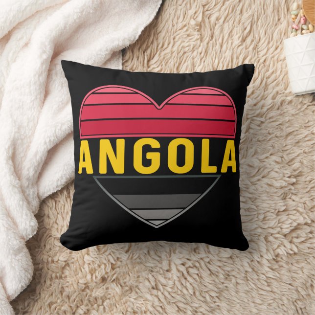 I Liebe Angola, angolanisches Herz in Flaggenfarbe Kissen (Decke)