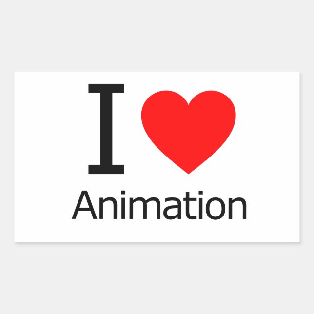 I Liebe Animation Rechteckiger Aufkleber (Vorderseite)