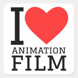I Liebe-Animationsfilm Quadratischer Aufkleber