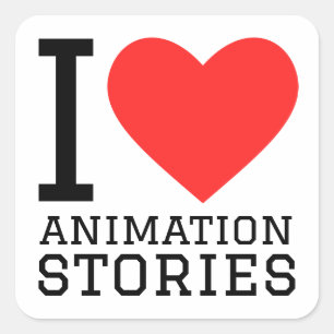 I Liebe-Animationsgeschichten Quadratischer Aufkleber