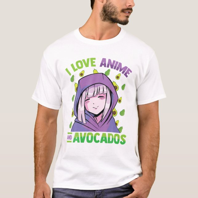 I Liebe Anime and Avocados - Kawaii Blushing Otaku T-Shirt (Vorderseite)