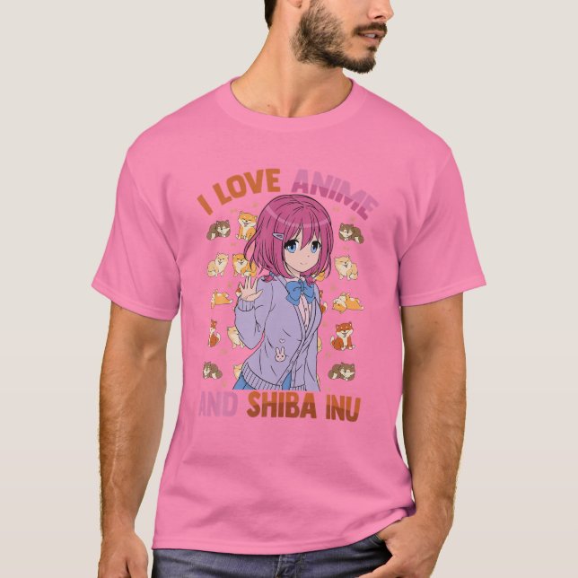 I Liebe Anime and Shiba Inu - Kawaii Otaku - Niedl T-Shirt (Vorderseite)