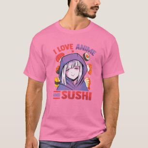 I Liebe Anime and Sushi - Kawaii Blushing Otaku Gi T-Shirt