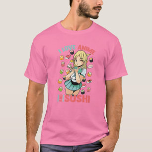 I Liebe Anime and Sushi - Niedlich Kawaii - Manga  T-Shirt